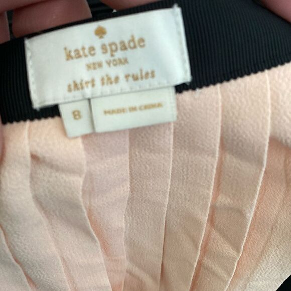 NWOT Kate Spade Two Tone Colorblock Accordion Pleat Crepe Skirt Peach Black - Picture 9 of 11